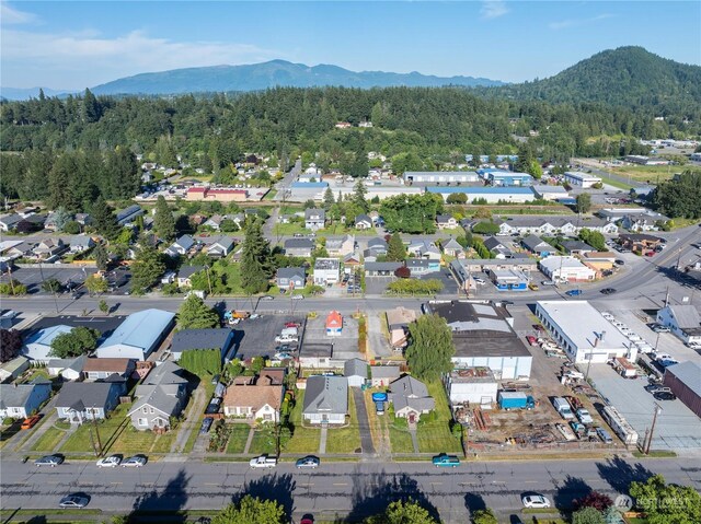 drone / aerial view with a mountain view