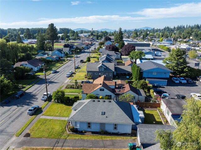 aerial view with a mountain view