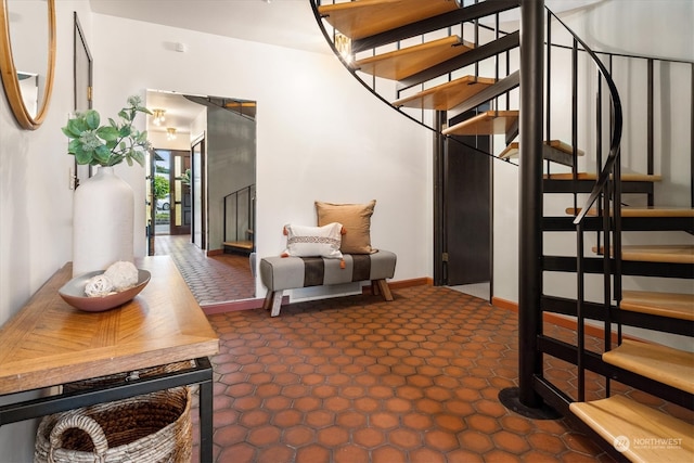 interior space with tile patterned flooring