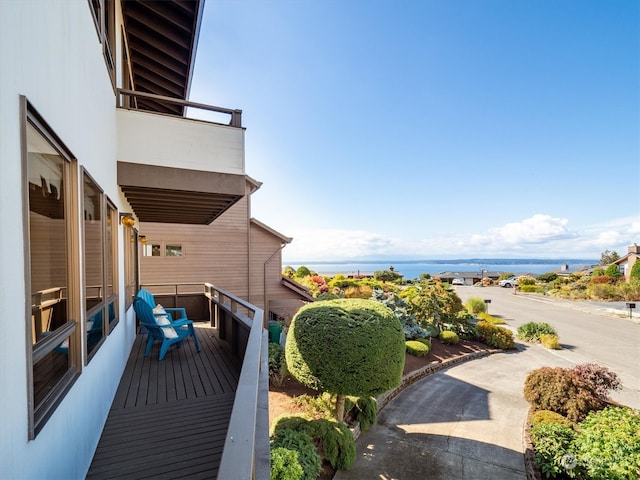 balcony with a water view