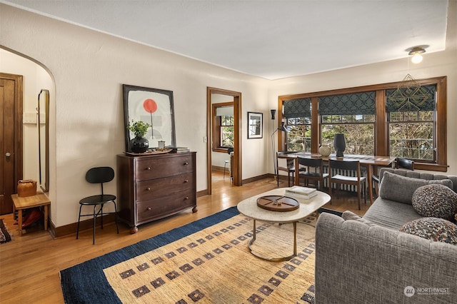 living room featuring light hardwood / wood-style flooring