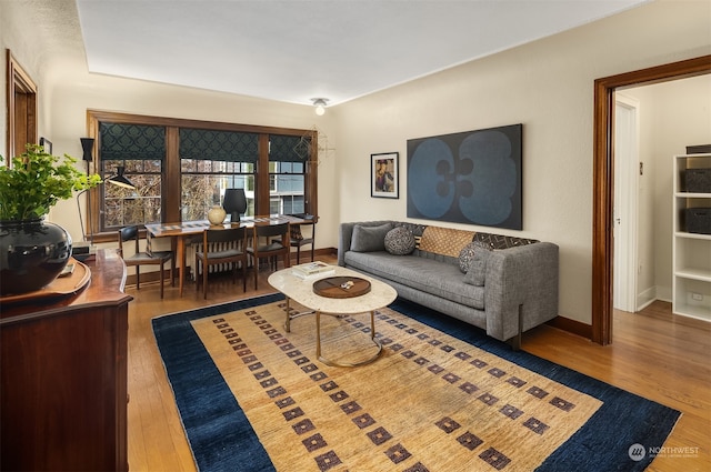 living room with wood-type flooring