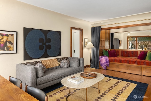 living room with hardwood / wood-style floors