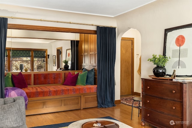 living room with light hardwood / wood-style flooring