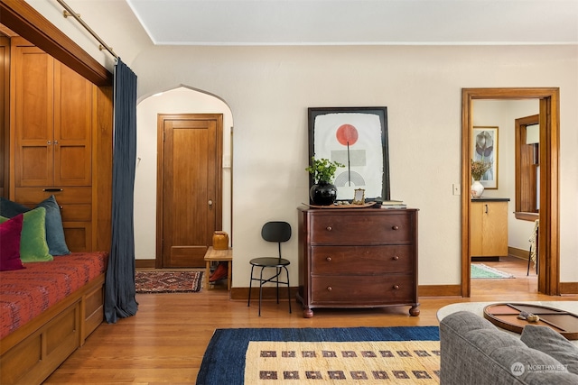 bedroom with hardwood / wood-style flooring