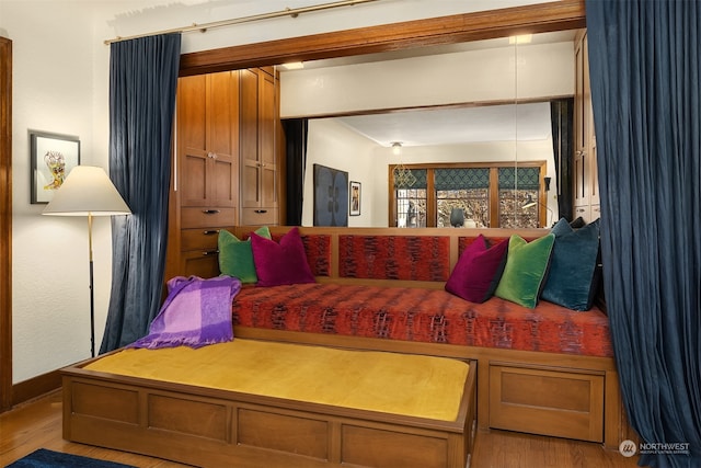 bedroom featuring a closet and hardwood / wood-style floors