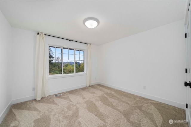 spare room featuring light colored carpet