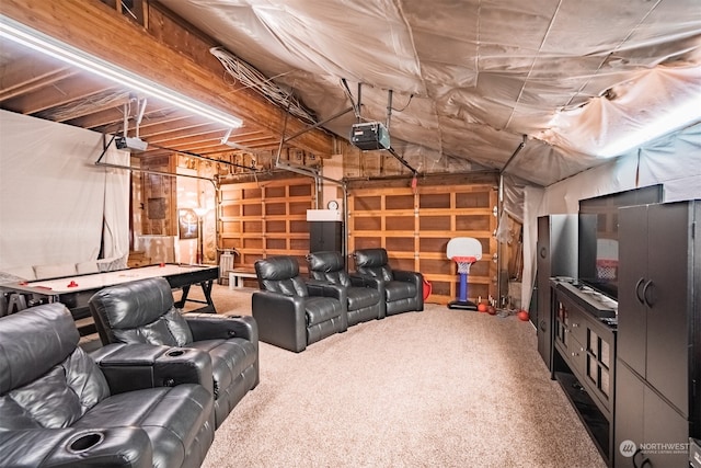 view of carpeted cinema room