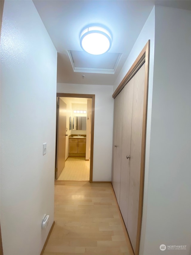 corridor featuring light hardwood / wood-style flooring