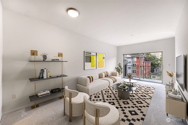 living room with light carpet