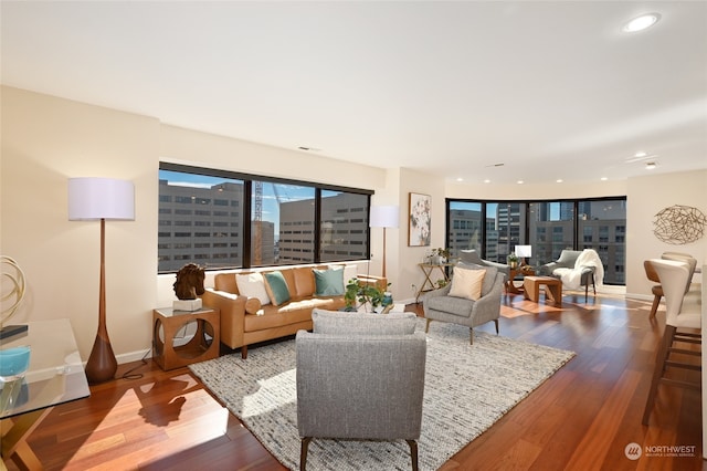 living room featuring hardwood / wood-style flooring