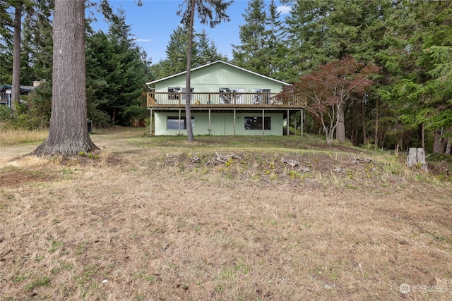 view of front of home with a deck