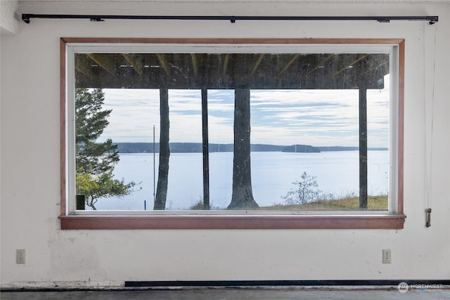 room details featuring a water view