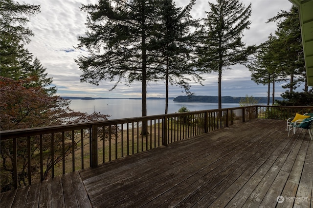 deck with a water view