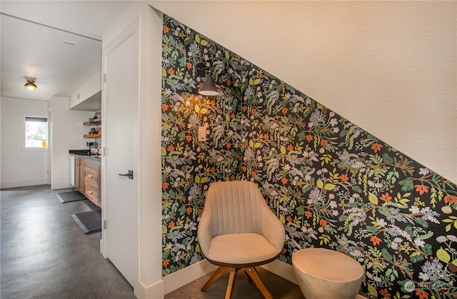 bathroom with concrete floors