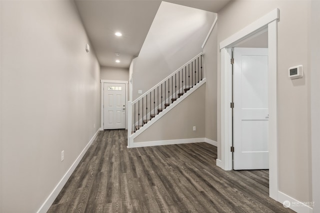 entrance foyer with dark wood-type flooring