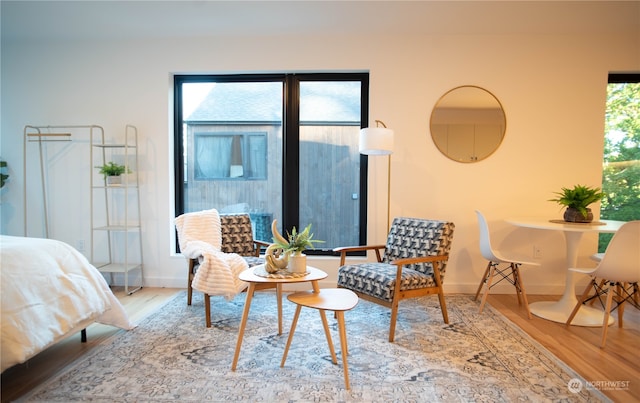 living area featuring hardwood / wood-style floors