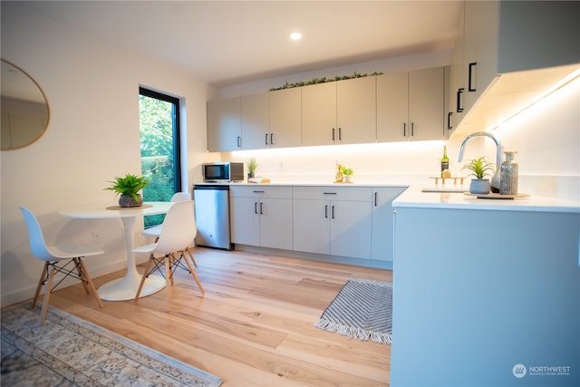 kitchen featuring light wood-type flooring and sink