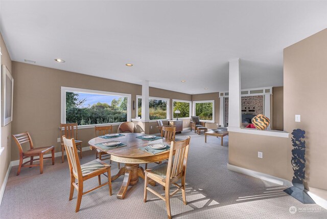 view of carpeted dining space