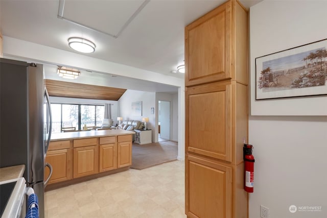 kitchen featuring stainless steel fridge and stove