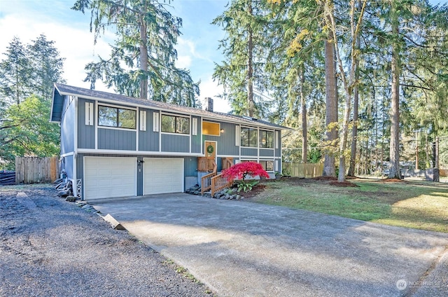 raised ranch with a garage