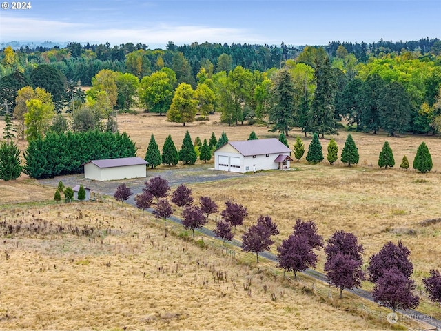 aerial view with a rural view