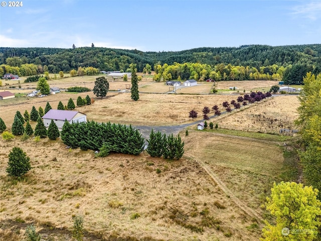 birds eye view of property with a rural view