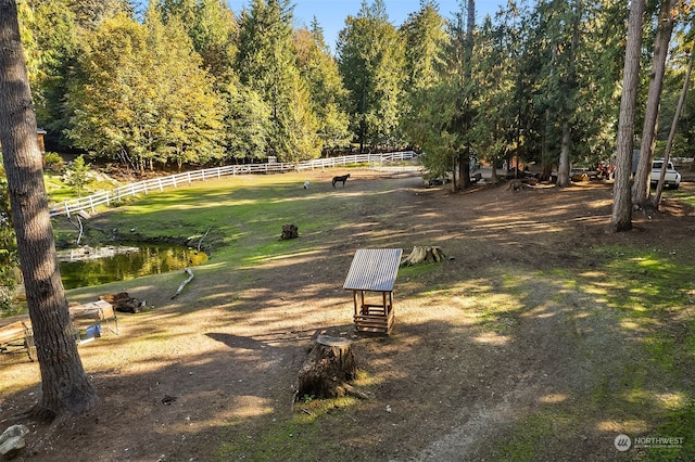 surrounding community featuring a water view