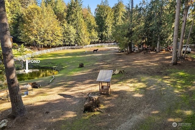 surrounding community featuring a water view