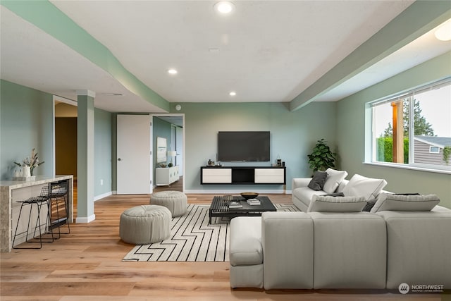 living room featuring light hardwood / wood-style flooring