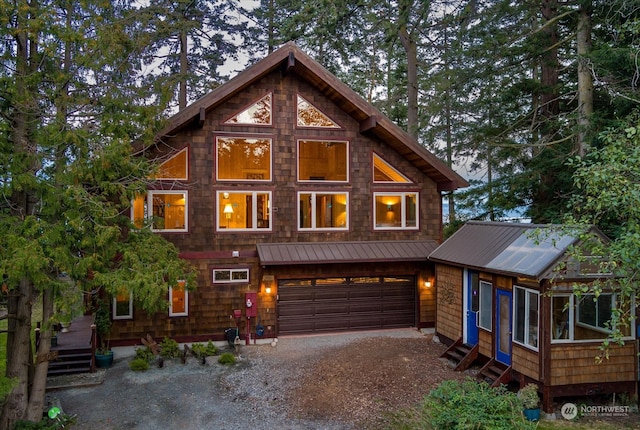 view of front of home with a garage