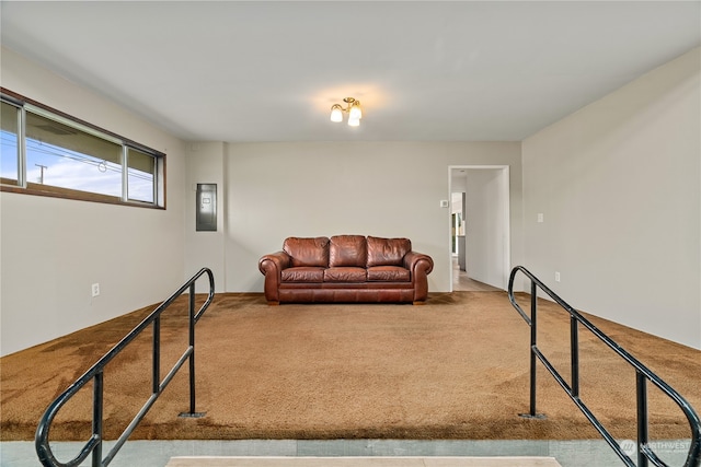 living room with carpet flooring