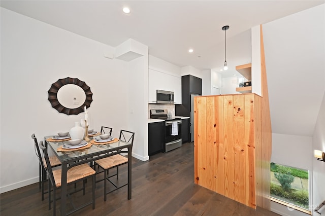 interior space with dark hardwood / wood-style floors