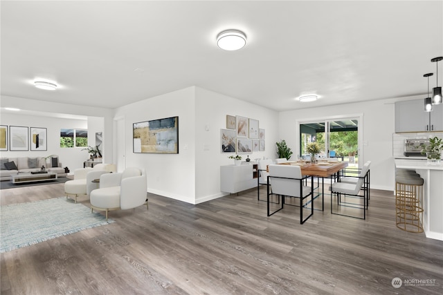 dining room featuring dark hardwood / wood-style flooring