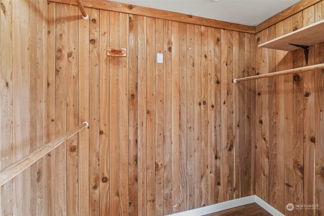 interior space with wooden walls