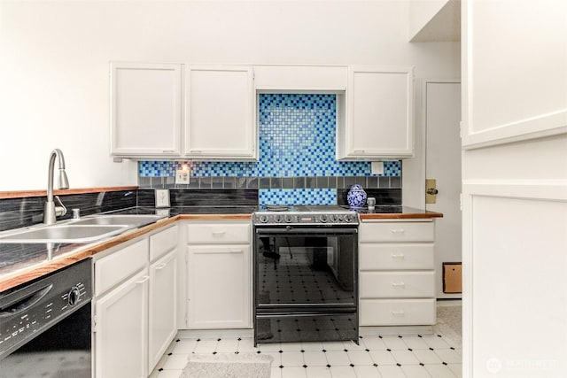 31717 48th Ln SW Unit A, Federal Way, WA 98023 - kitchen with electric stove, black dishwasher, a sink, white cabinets, and light flooring
