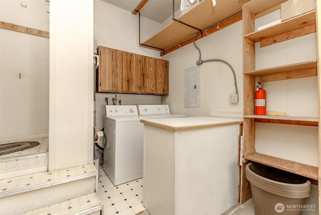 31717 48th Ln SW Unit A, Federal Way, WA 98023 - laundry area featuring cabinet space, electric panel, light flooring, and independent washer and dryer