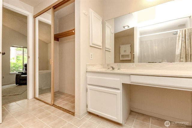 31717 48th Ln SW Unit A, Federal Way, WA 98023 - bathroom featuring vanity, tile patterned flooring, and curtained shower