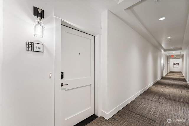 3760 Suncadia Trl Unit 313, Cle Elum, WA 98922 - hall featuring recessed lighting, baseboards, and dark carpet