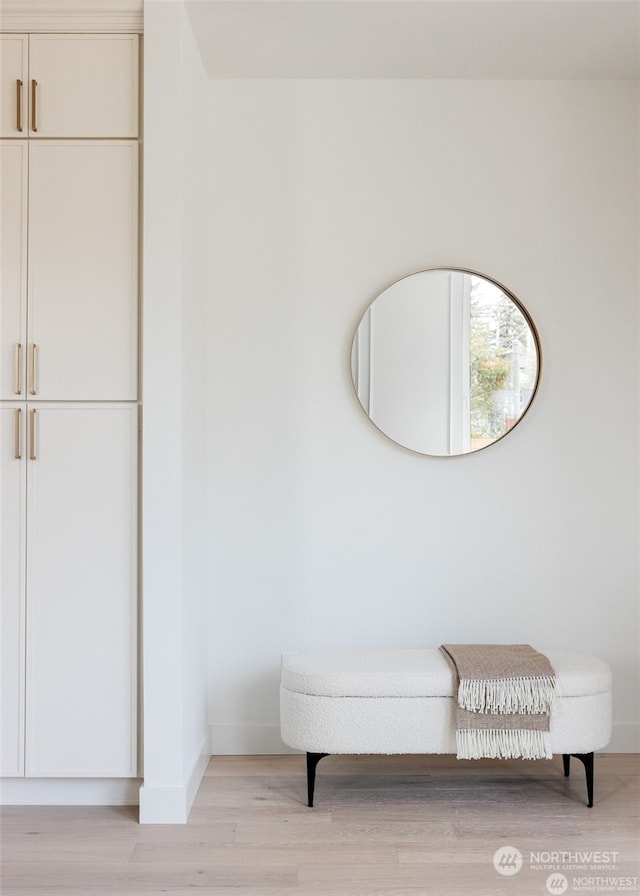 living area with light wood-type flooring