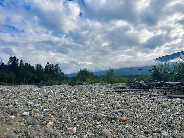 exterior space featuring a mountain view