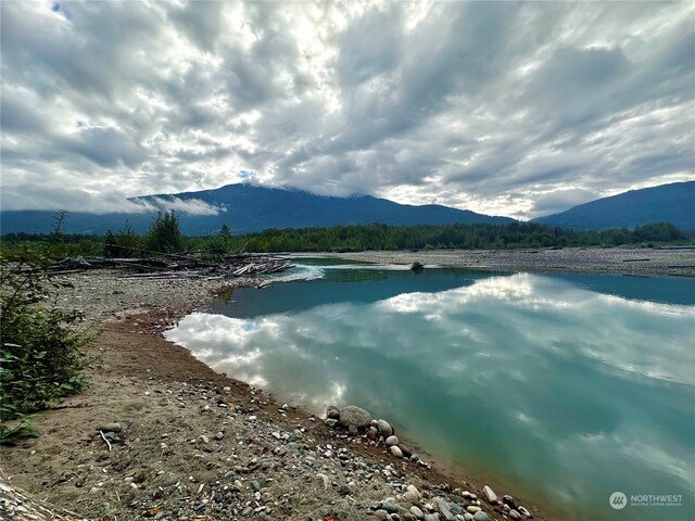 view of water feature with a mountain view