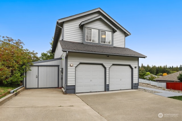 exterior space featuring a garage