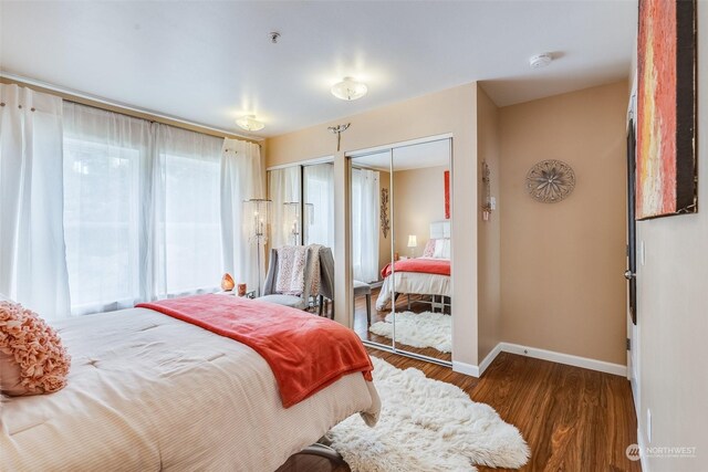 bedroom featuring dark hardwood / wood-style floors