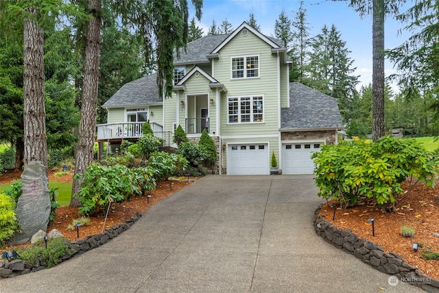 view of front of home with a garage