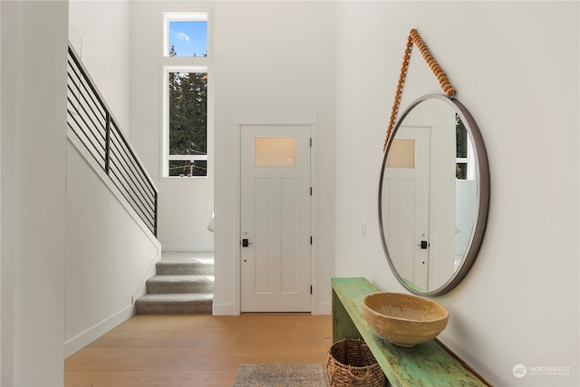 foyer entrance featuring light hardwood / wood-style flooring