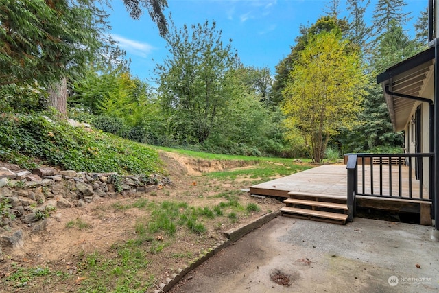 view of yard with a deck