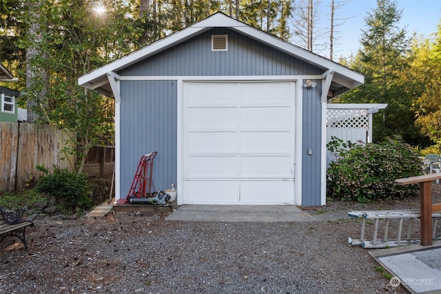 view of garage