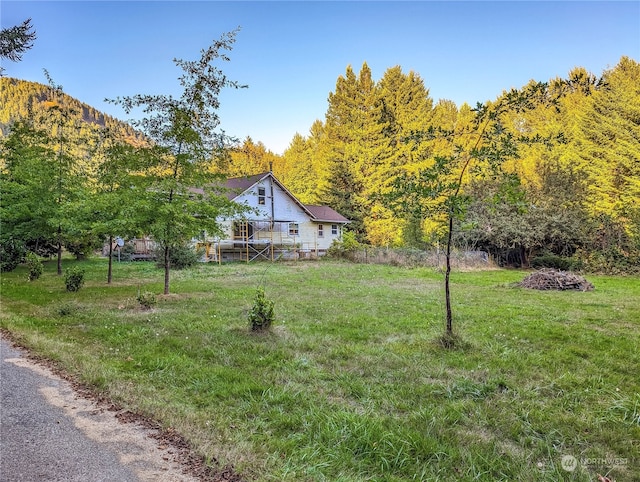 view of yard with a mountain view