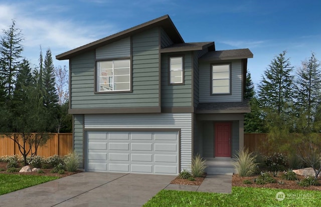 view of front of home with a garage